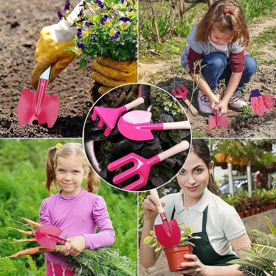 Kinder tuinset - Tuintas tuingereedschap voor kinderen - speelgereedschap met draagtas - sproeier - gieter - hark - schep - spaden - handschoenen - kinderzandbak strand kinder tuinset van Merkloos	 — afbeelding 5