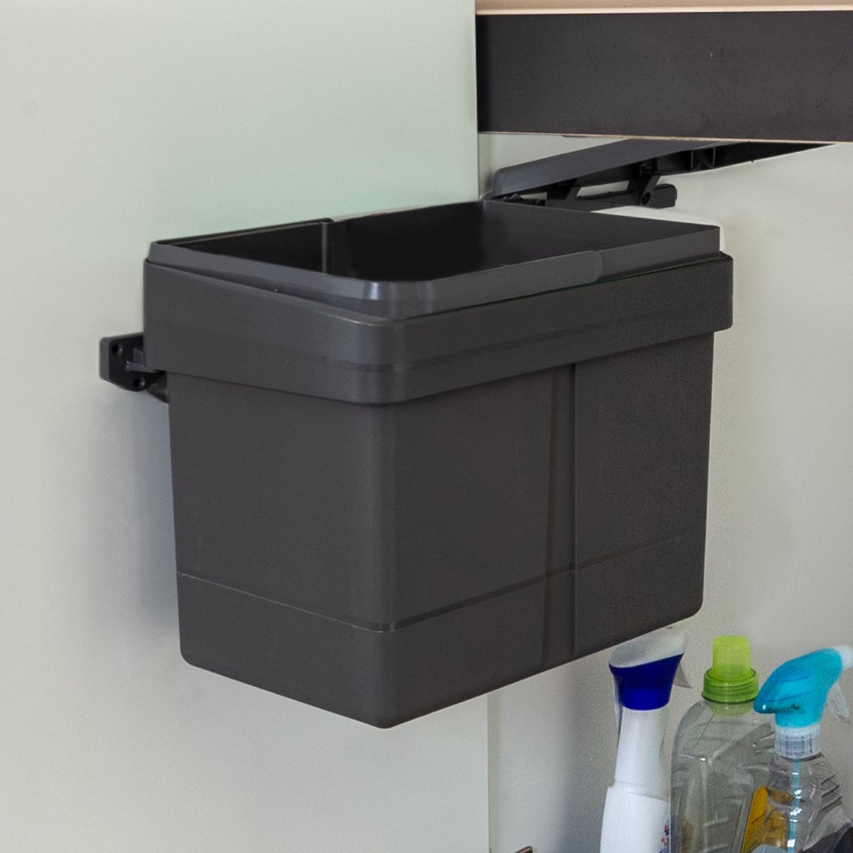 Eleganca Afvalbak 15L - Inbouw Prullenbak - Inbouw Afvalemmer - Uitdraaibare Prullenbak - Afvalemmer Keuken - Vuilnisbak - Antraciet