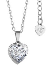 Malinsi® Ketting Dames Love Hartje - Zilverkleurig RVS - Kettingen Cadeau vrouw