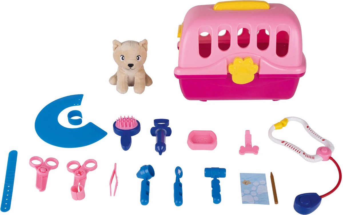 Smoby - Tierarzt-Spielset im Koffer – 2in1 Spielkoffer mit Arzt Zubehör und Katzen-Transportbox, inklusive miauender Stoffkatze, für Mädchen und Jungen ab 3 Jahren