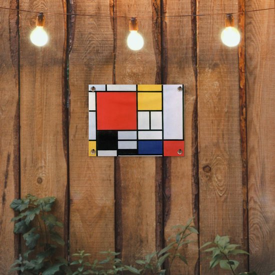Décoration de Jardin Art - Mondrian - Maîtres anciens - 40x30 cm - Toile jardin - Affiche extérieure