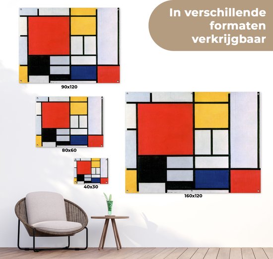 Décoration de Jardin Art - Mondrian - Maîtres anciens - 40x30 cm - Toile jardin - Affiche extérieure