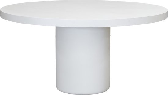 Table à manger Ronde 120cm - Eco Composite Wit - Aspect Béton - Eden - Giga Meubel