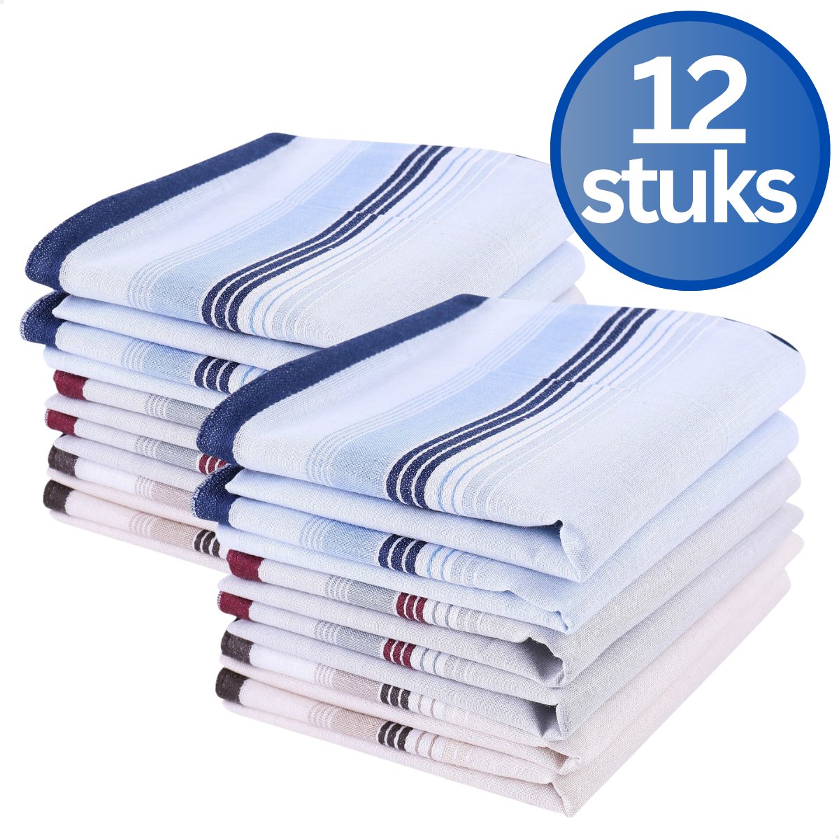 Goedkoopste RENALUX - Zakdoeken Heren - Zakdoeken Katoen - Set van Maarliefst 12 Stuks - Ideale formaat 40x40 cm - 12 Stuks
