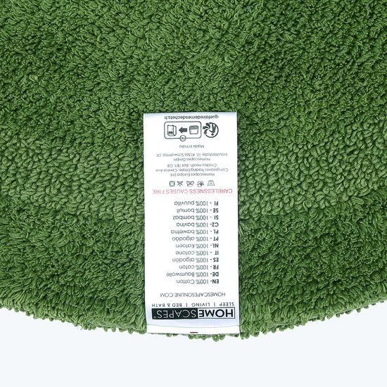 Homescapes Ronde Badmat Varengroen 80 cm gemaakt van 100% Katoen
