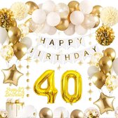 FeestmetJoep® 40 jaar verjaardag versiering & ballonnen - Goud & Wit