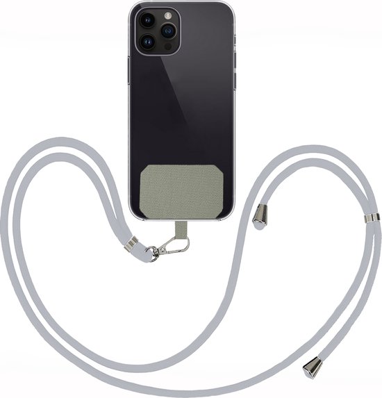 Telefoonkoord Universeel Verstelbaar Telefoon Koord Telefoonkoorden Telefoonketting - 150 cm - Lichtgrijs