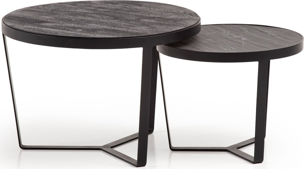 Sky Style Harmony Ronde Salontafel Set Acacia Zwart