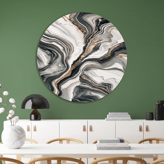 Plaque murale en marbre - Peinture matérielle - Cercle mural Or - Tableaux ruraux - Cercles muraux - Peintures & affiches cercle mural forex 70x70 cm