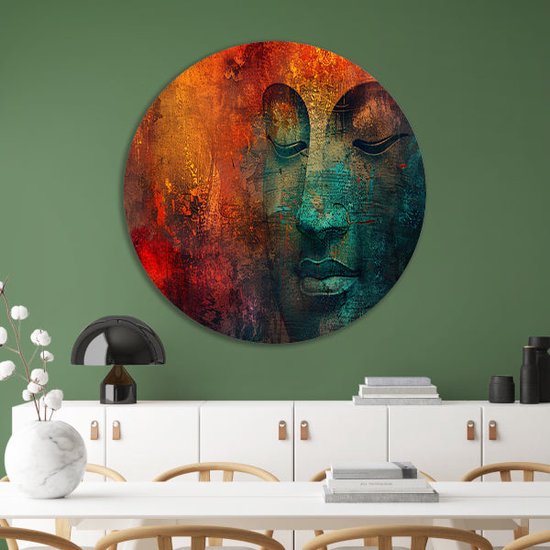 Bols muraux Bouddha - Bols muraux Religion - Peinture Textures - Décoration murale chambre enfant - Peinture ronde - Décoration murale cercle mural forex 40x40 cm