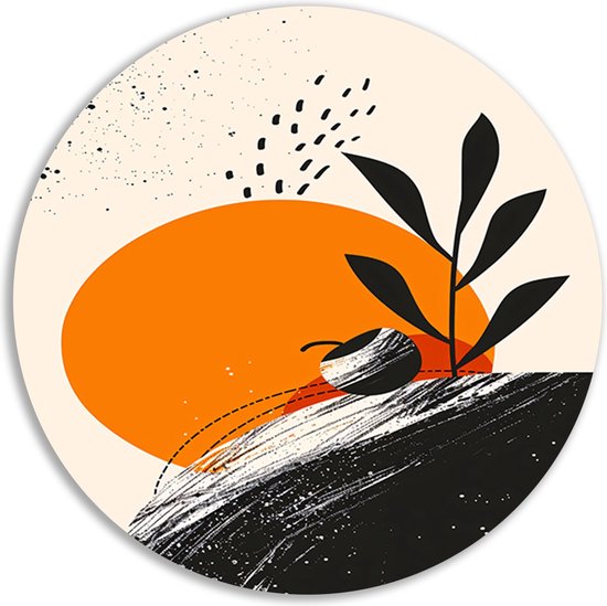 Plant wandpaneel - Flora schilderij - Wandschaal Cirkel - Klassieke schilderijen - Wandschaal - Woondecoratie muurcirkel aluminium 70x70 cm