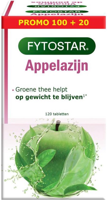 Foto: Fytostar appelazijn 1200 afslanksupplement vegan dieetsupplement gewicht controle 120 tabletten