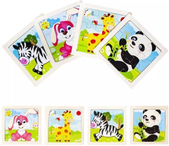 Ruhhy Houten Puzzelset met Dieren - Educatief en Veilig Speelgoed voor Kinderen