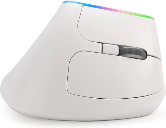 DELUX verticale muis, ergonomische muis BT5.0 en 2.4G draadloze dubbele modus, optische pc-muis met RGB-licht (M618XSD wit