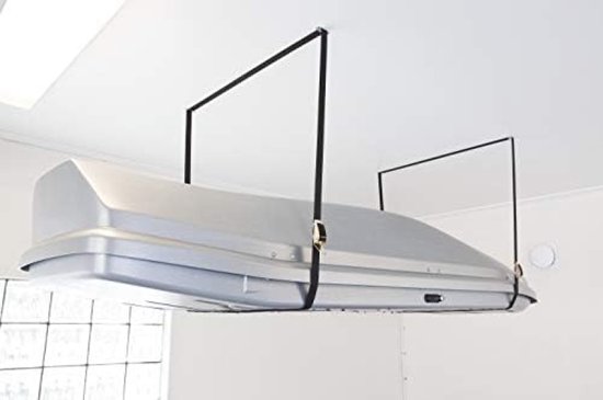 Support De Plafond Pour Coffre De Toit QLS - Charge Max 50 Kg - 2 Sangles De 4 M - Rangement Garage, Cave - 6