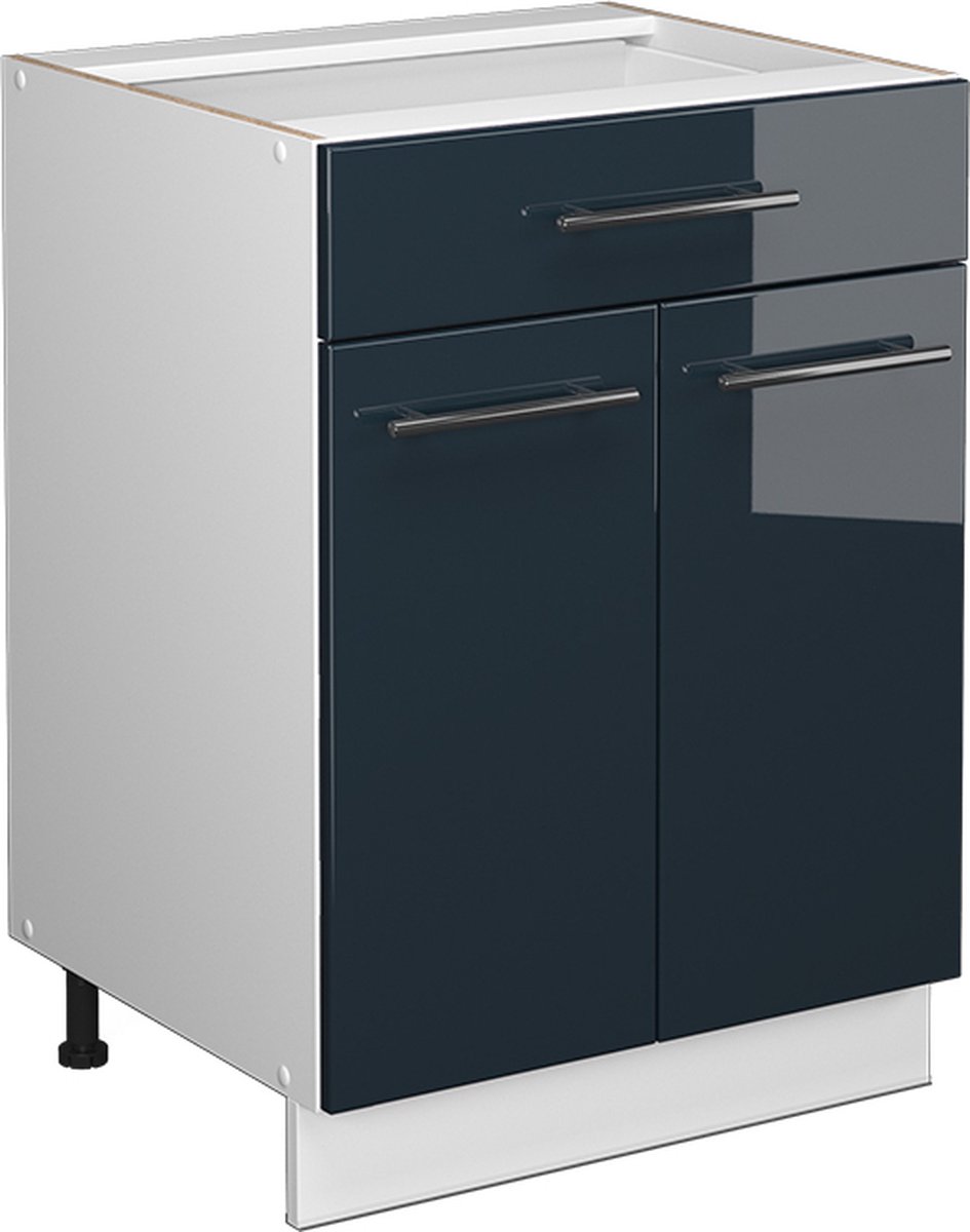 Vicco Fame-Line Keukenkasten – 60 cm met lade, WB Antraciet Donkerblauw hoogglans Donkerblauw hoogglans/Wit