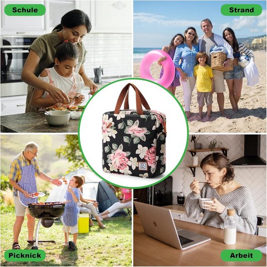 Koeltas klein - 7L, lunchtas voor dames, vierlaags geïsoleerde koeltas met koelelementen, veelzijdige lunchtas in de kleur bloemen van KOEL — afbeelding 3