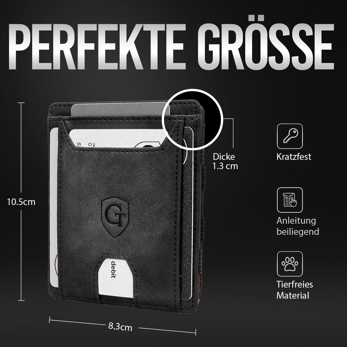 GenTo Flaplet, portemonnee met/zonder muntvak, TÜV-geteste NFC-RFID- bescherming, Magic Wallet Magic Wallet met geschenkdoos, Smart Wallet, portemonnee voor