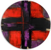 Lijnen schilderij - Abstract expressionisme wandbord - Wanddecoratie rond Moderne kunst - Klassieke schilderijen - Schilderij - Slaapkamer wanddecoratie muurcirkel forex 80x80 cm