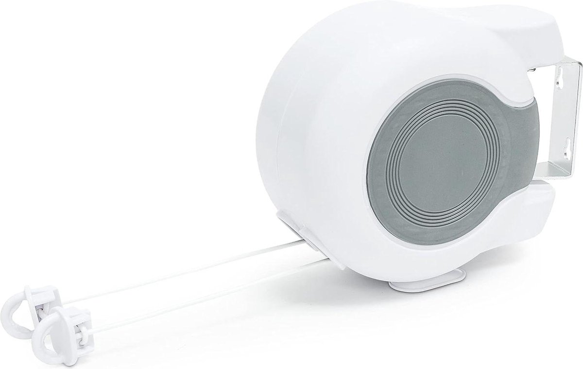 Goedkoopste Automatische waslijn met 2 lijnen - totaal 26 m lang - kunststof uittrekbare waslijn voor tuin en balkon in wit