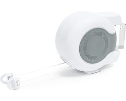 Automatische waslijn met 2 lijnen - totaal 26 m lang - kunststof uittrekbare waslijn voor tuin en balkon in wit