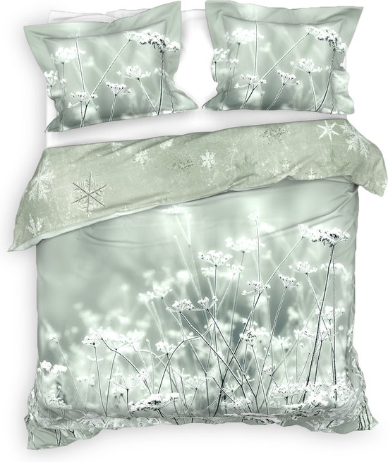 Housse de dekbedovertrek Heckett Lane Beyla Green sergé de coton 2 personnes