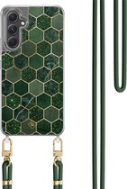 Étui Casimoda avec cordon - Convient pour Samsung A34 - Cube Green - Cordon détachable - TPU/polycarbonate - Vert