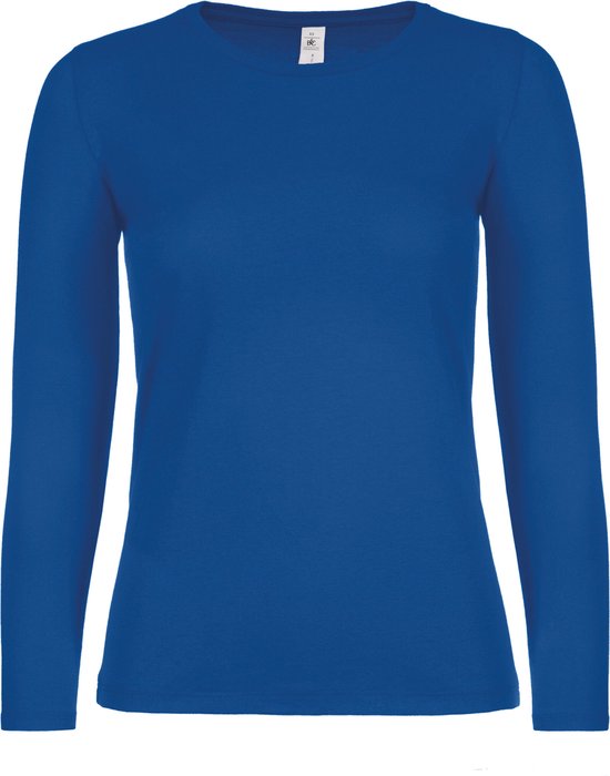 T-shirt Femme XL B&C Col rond Manche longue Blue Royal 100% Katoen