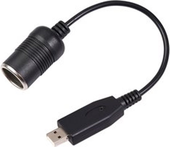 Foto: Auto omzetter usb poort naar aansteker warmte vrouwelijke 5v naar 12v boost power adapter kabel zwart