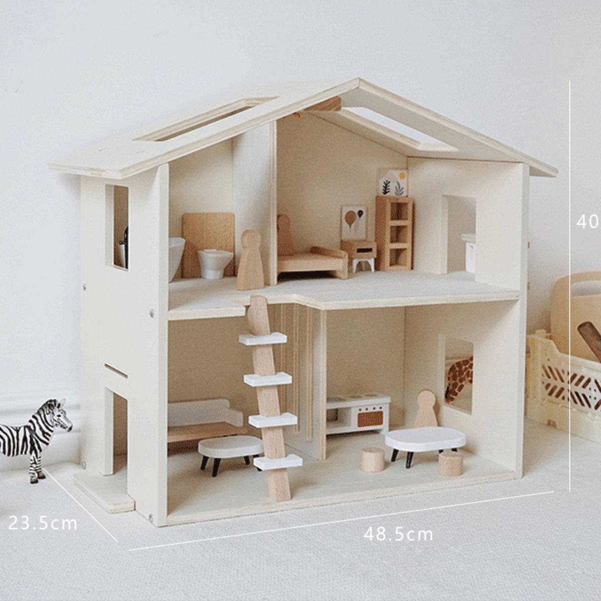 Buxibo Houten Poppenhuis - Kinderhuis voor Poppen met Meubels - Speelhuisje van Hout — afbeelding 4