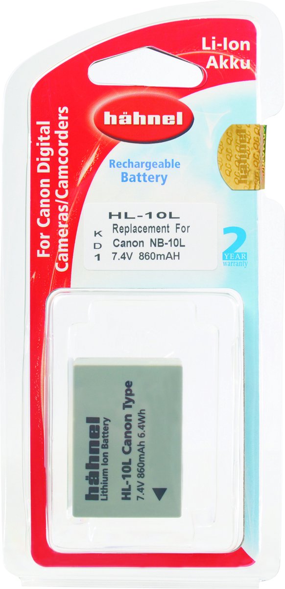 Hähnel HL-10L accu - Canon NB-10L model