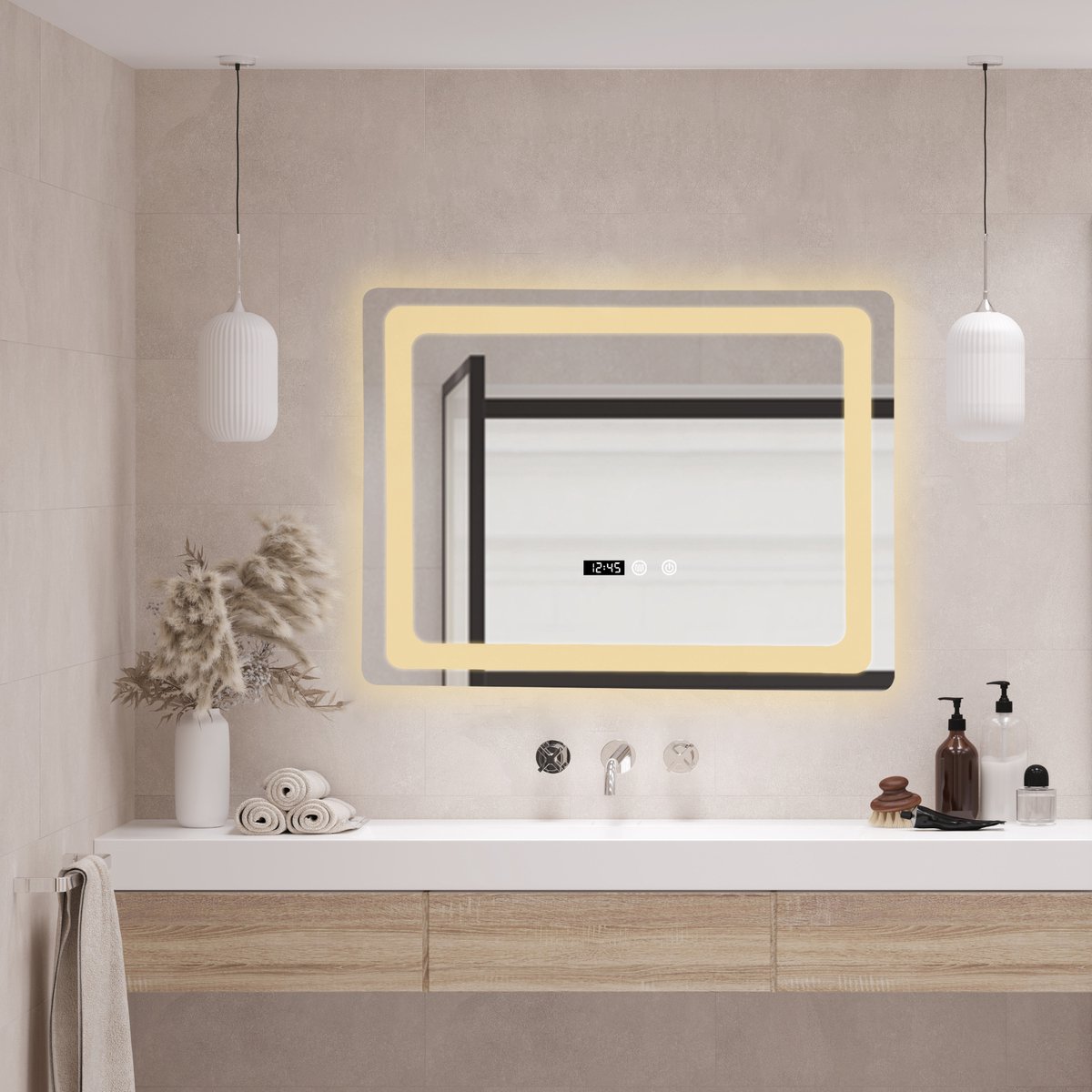 LED spiegel Casoli 60x80x3,5 cm zilverkleurig