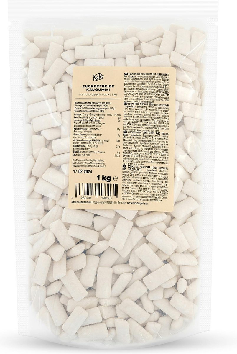 Goedkoopste KoRo | Suikervrije kauwgom met menthol 1 kg