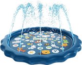Buxibo Watermat - Speelmat met Watersproeier - 49 Watersproeier - Alfabet + Dierenplaatjes - Waterspeelgoed/Tuinspeelgoed/Waterspel /Speelgoed/Kinderzwembad - 170x170CM