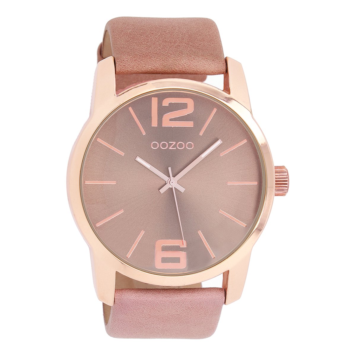 OOZOO Timepieces - Rosé goudkleurige horloge met oud roze leren band - C9732
