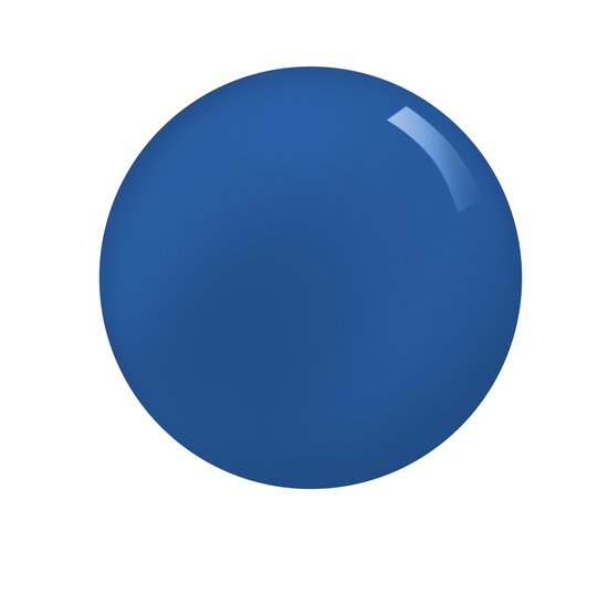 Een glanzende, ronde sample van blauwe nagellak.
