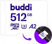 Buddi MicroSDXC Geheugenkaart | Compatibel met Nintendo Switch | Extra opslag | 160MB/'s leessnelheid | 120MB/'s schrijfsnelheid | 512GB | Wit