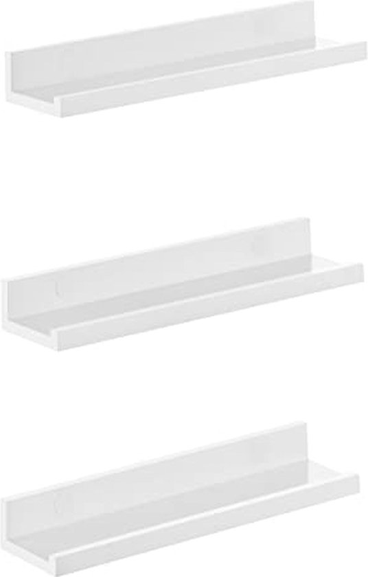 Witte wandplankenset: Stijlvol Opberg en Decor, 3 Planken, 38x10 cm, Duurzaam-MDF, Eenvoudige Montage