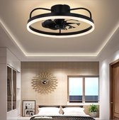 Premium LED Plafondventilator met verlichting 50 cm - Dimbaar met afstandbediening - Zwart-Industriële ventilatorlamp -Plafondventilator - ventilator met LED lamp