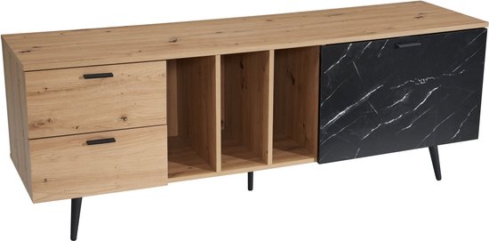 Rootz Lowboard 150 cm TV-meubel - TV-standaard - Marmerzwart ontwerp - Moderne stijl - Ruime opbergruimte - Duurzame constructie - 150 cm x 55 cm x 40 cm