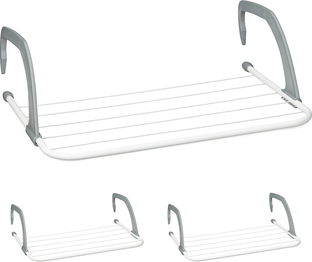 Goedkoopste droogrek hangend - set van 3 - 3 m drooglengte - voor balkon - radiator - staal