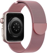 Milanese band met lusgesp - Roze - Geschikt voor 38mm - 40mm - 41mm Apple Watch - Luxe RVS metaal Milanees smartwatchbandje met magneetsluiting - Voor iWatch Series 9 8 7 6 SE 5 4 3 2 1 kleine modellen