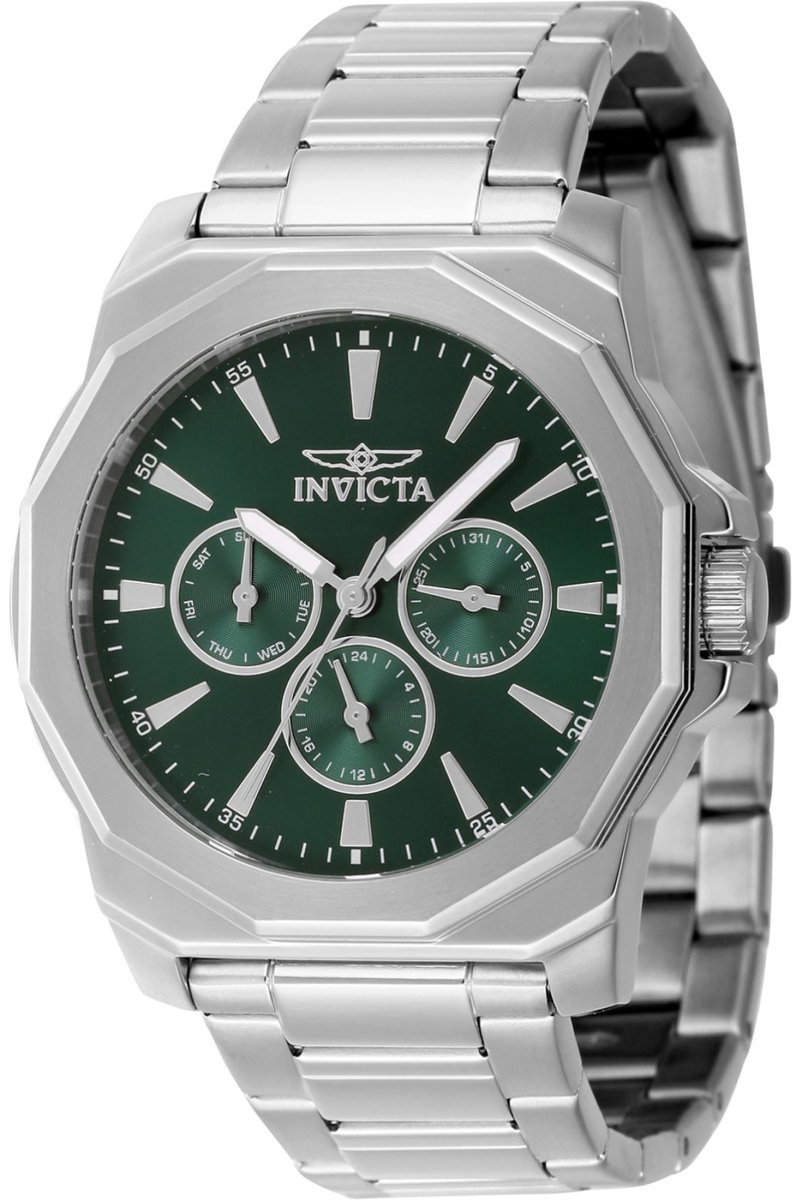 Invicta Speedway 46844 Heren Horloge - Waterdicht - Analoog - Quartz Uurwerk - Roestvrij Staal met groene Wijzerplaat - 42mm