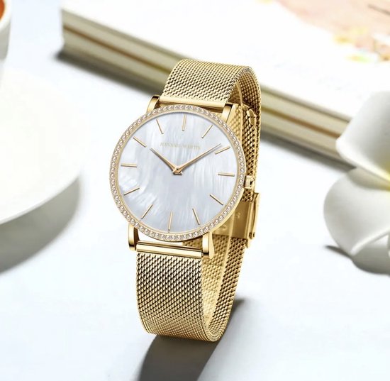 Hannah Martin Goudkleurig Horloge Parelmoer Wijzerplaat Dames Horloges bol