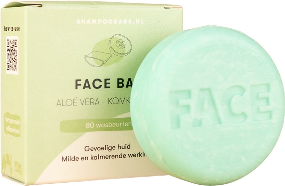 ShampooBars - Facewash Bar Aloë Vera Komkommer Gevoelige Huid - 60g