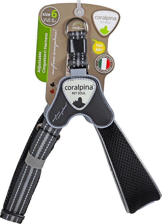 Luxe Coralpina - Harnais pour chien - noir - Harnais en Y - Durable - Taille 6 (6-8 kg)