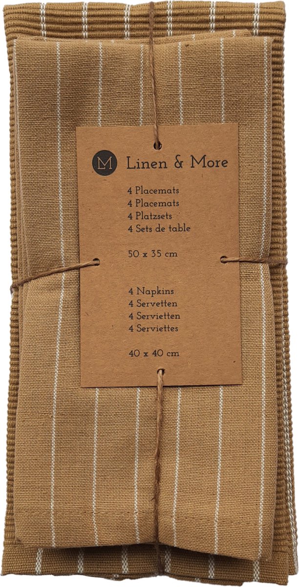 Pinstripe Ribbed Keukenset c. geel 35x50/40x40cm (set of 8)