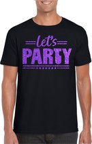 Bellatio Decorations Verkleed shirt voor heren - lets party - zwart - glitter - carnaval/themafeest XXL