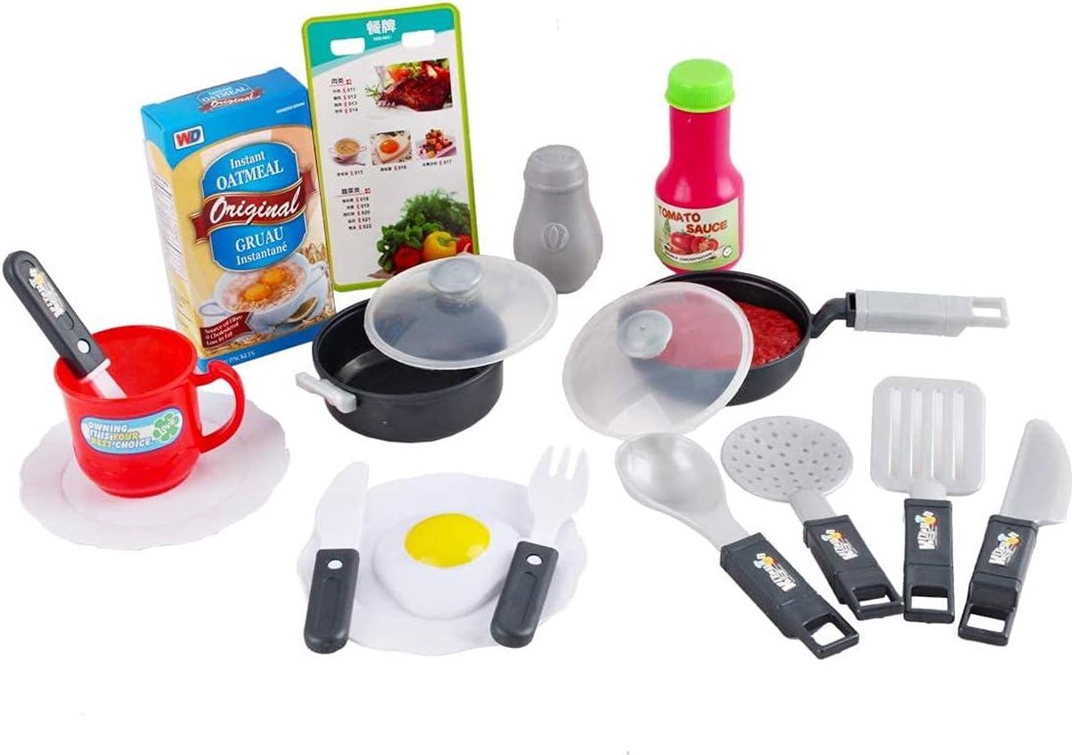 DeAO My Little Chef – Cuisine Miniature Avec Lumière, Son Et 18 Accessoires – Évier, Réfrigérateur, Plaque – Jeu De Rôle Dès 3 Ans