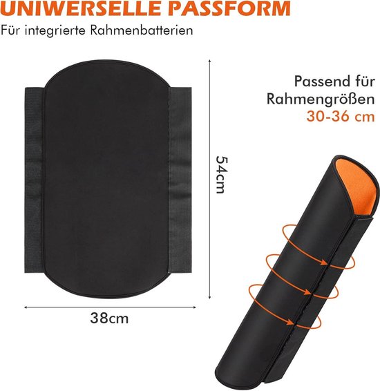 E-bike accubeschermhoes, e-bike-accessoires, 26-40 cm omtrek, bereik van e- bikes verhogen, framebescherming, koude- en stofdicht, universeel, fietshoes